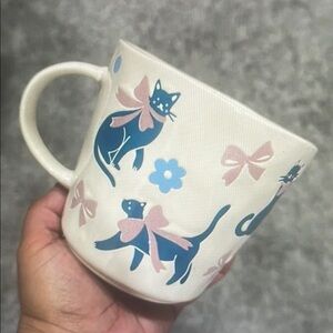 Cat-Themed Ceramic Mug - Blue and Pink
